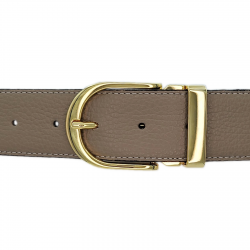 Ceinture cuir souple taupe 40 mm - Roma or